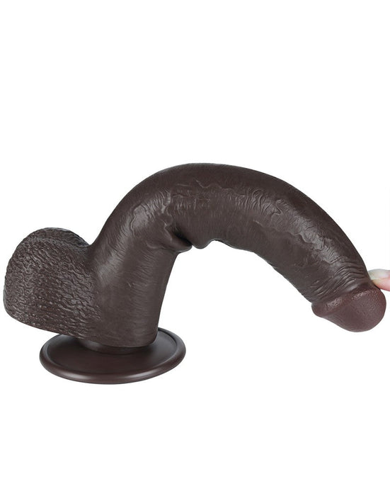 LoveToy - Dildo Met Sliding Skin Technologie - 22 cm x Ø 3,7 cm - Bruin-Laced-up.nl