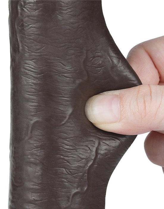 LoveToy - Dildo Met Sliding Skin Technologie - 22 cm x Ø 3,7 cm - Bruin-Laced-up.nl