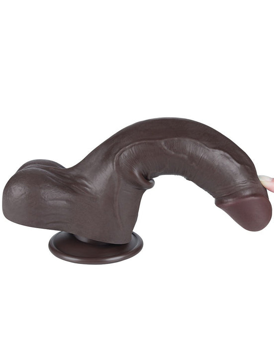 LoveToy - Dildo Met Sliding Skin Technologie - 22 cm x Ø 4,3 cm - Bruin-Laced-up.nl