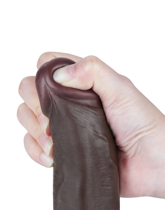 LoveToy - Dildo Met Sliding Skin Technologie - 22 cm x Ø 4,3 cm - Bruin-Laced-up.nl