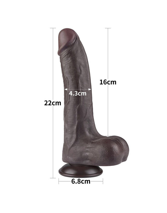 LoveToy - Dildo Met Sliding Skin Technologie - 22 cm x Ø 4,3 cm - Bruin-Laced-up.nl