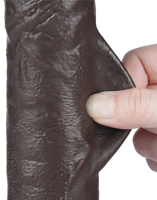 LoveToy - Dildo Met Sliding Skin Technologie - 24 cm x Ø 4,3 cm - Bruin-Laced-up.nl