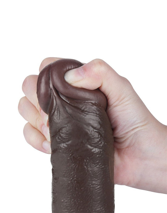 LoveToy - Dildo Met Sliding Skin Technologie - 24 cm x Ø 4,3 cm - Bruin-Laced-up.nl