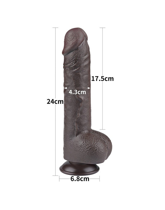 LoveToy - Dildo Met Sliding Skin Technologie - 24 cm x Ø 4,3 cm - Bruin-Laced-up.nl