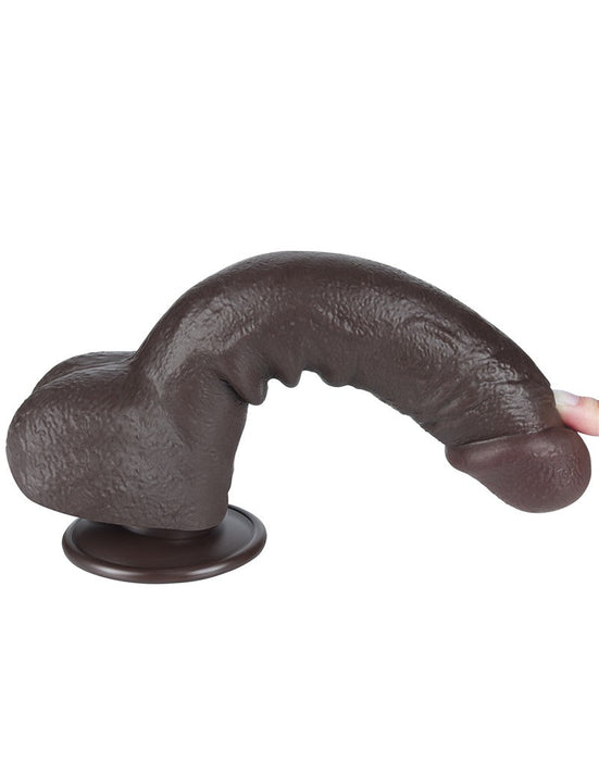 LoveToy - Dildo Met Sliding Skin Technologie - 24 cm x Ø 4,3 cm - Bruin-Laced-up.nl