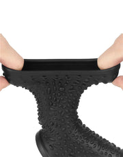 LoveToy - Drip Knights Ring - Vibrerende Penis en Scrotum Sleeve - Ø 2,8 cm - Zwart-Erotiekvoordeel.nl