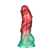 LoveToy - Dual Density Siliconen - Opblaasbare Dildo - Rood/Groen-Erotiekvoordeel.nl
