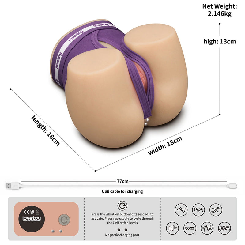 Masturbateur LoveToy à double moteur - Vagin et anus - 7 modes de vibration - Laced-up.nl