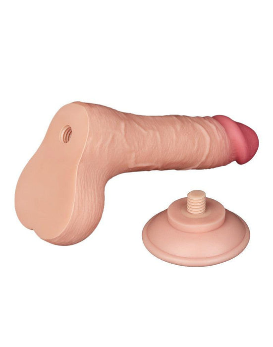 LoveToy - Dubbellaags Dildo - Glijdende Huid Dildo - Lengte 19.5 cm - Diameter 3.7 cm - Lichte Huidskleur-Laced-up.nl