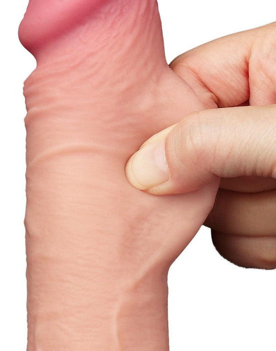 LoveToy - Dubbellaags Dildo - Glijdende Huid Dildo - Lengte 19.5 cm - Diameter 3.7 cm - Lichte Huidskleur-Laced-up.nl