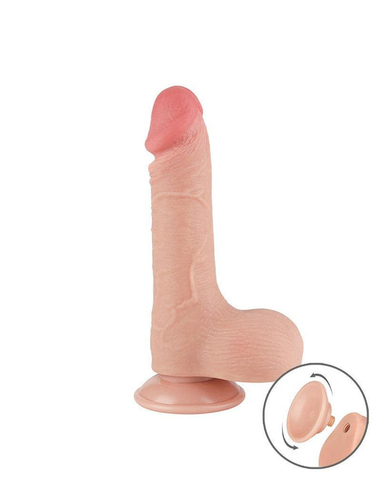 LoveToy - Dubbellaags Dildo - Glijdende Huid Dildo - Lengte 19.5 cm - Diameter 3.7 cm - Lichte Huidskleur-Laced-up.nl