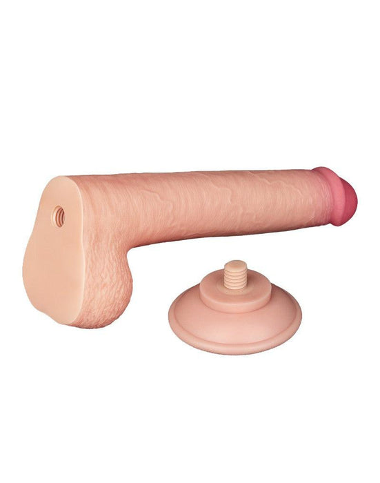 LoveToy - Dubbellaags Dildo - Glijdende Huid Dildo - Lengte 22 cm - Diameter Ø 3.7 cm - Lichte Huidskleur-Laced-up.nl