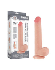LoveToy - Dubbellaags Dildo - Glijdende Huid Dildo - Lengte 22 cm - Diameter Ø 3.7 cm - Lichte Huidskleur-Laced-up.nl