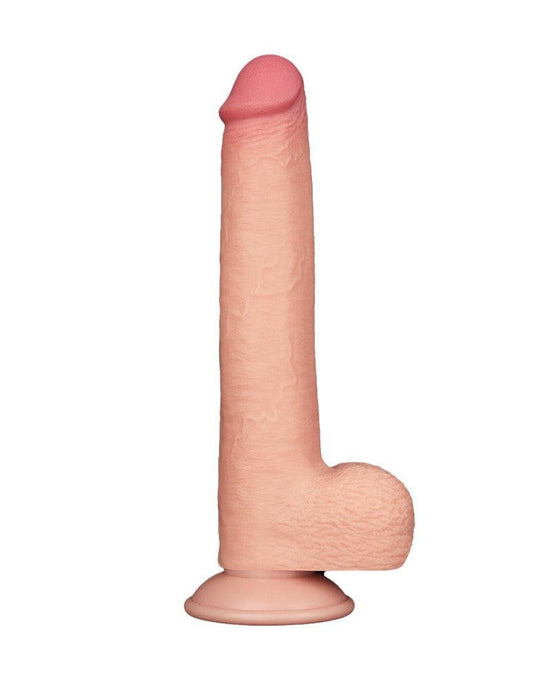 LoveToy - Dubbellaags Dildo - Glijdende Huid Dildo - Lengte 22 cm - Diameter Ø 3.7 cm - Lichte Huidskleur-Laced-up.nl
