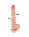 LoveToy - Dubbellaags Dildo - Glijdende Huid Dildo - Lengte 22 cm - Diameter Ø 3.7 cm - Lichte Huidskleur-Laced-up.nl