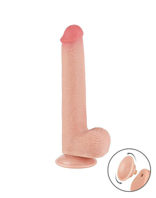 LoveToy - Dubbellaags Dildo - Glijdende Huid Dildo - Lengte 22 cm - Diameter Ø 3.7 cm - Lichte Huidskleur-Laced-up.nl