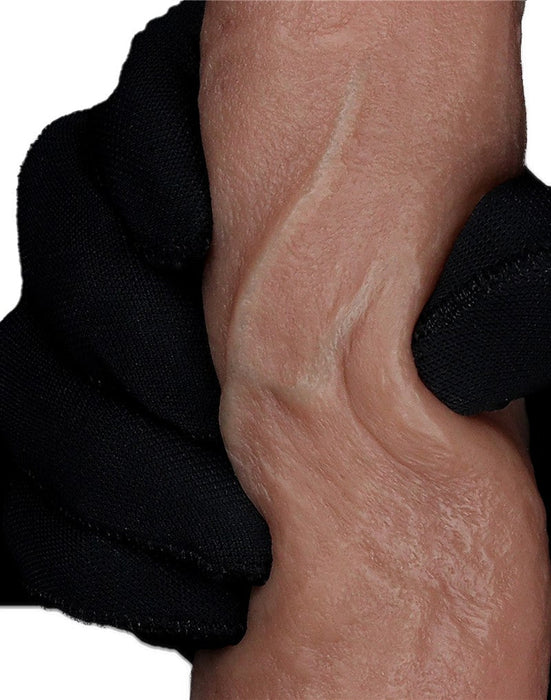 LoveToy - Dubbellaags Siliconen Dildo - 18,5 cm x Ø 3,7 cm - Bruin-Laced-up.nl