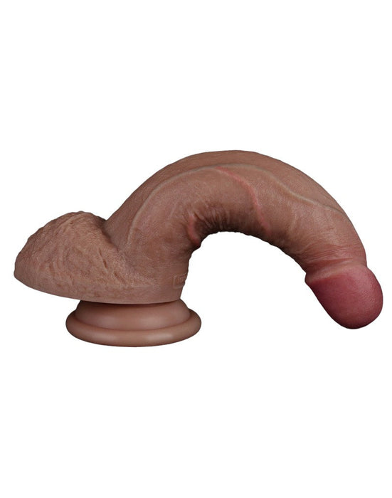 LoveToy - Dubbellaags Siliconen Dildo - 18,5 cm x Ø 3,7 cm - Bruin-Laced-up.nl