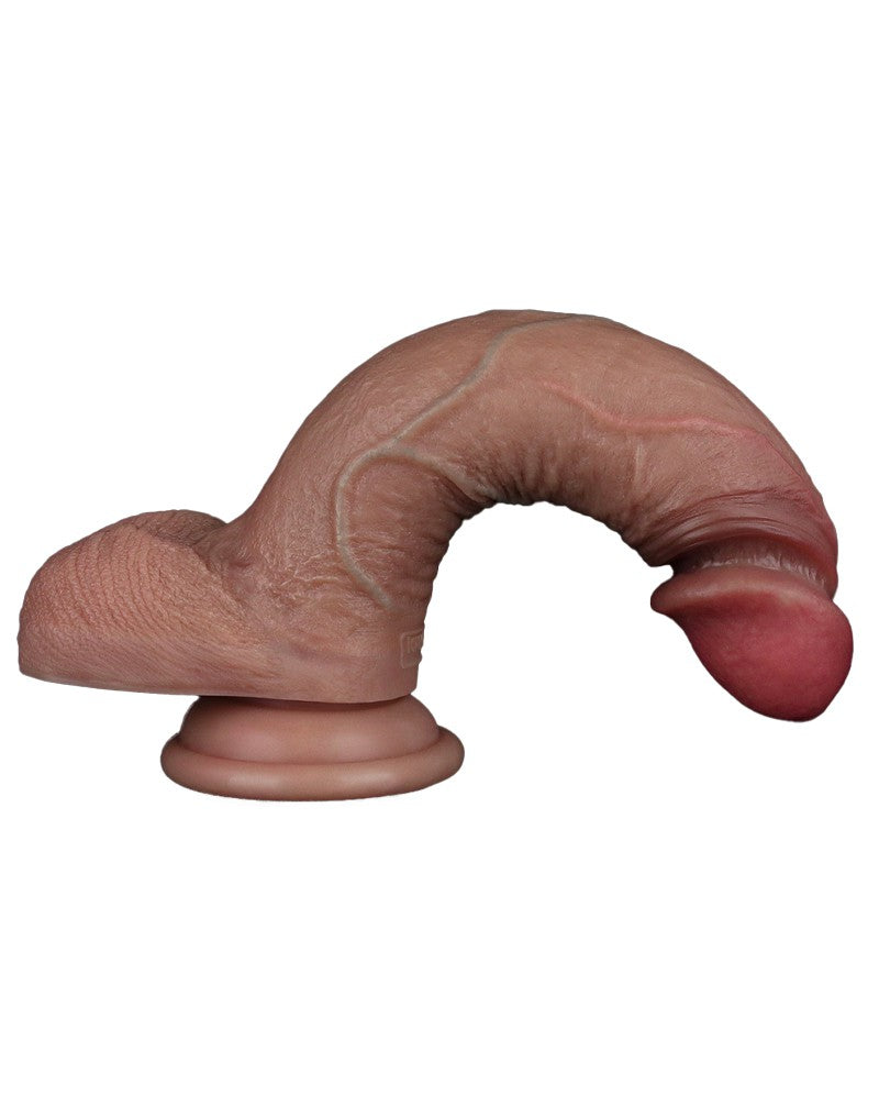 LoveToy - Dubbellaags Siliconen Dildo - 19,5 cm x Ø 3,7 cm - Bruin-Laced-up.nl