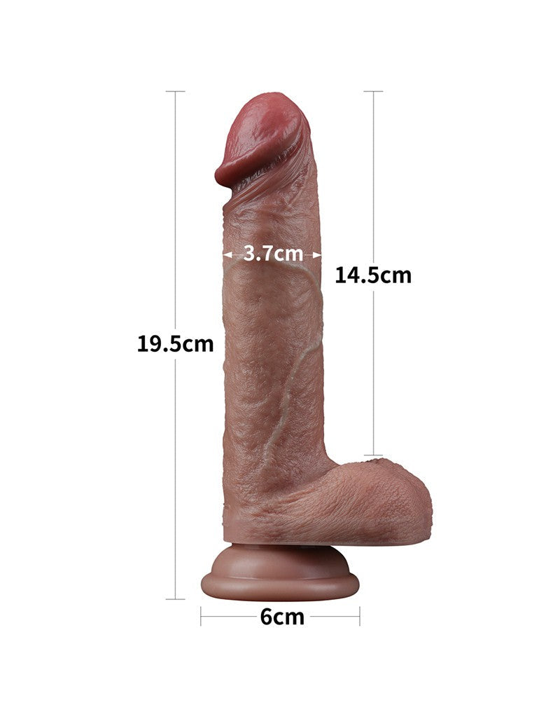 LoveToy - Dubbellaags Siliconen Dildo - 19,5 cm x Ø 3,7 cm - Bruin-Laced-up.nl