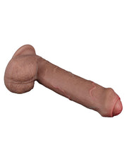 LoveToy - Dubbellaags Siliconen Dildo - 20,5 cm x Ø 4 cm - Bruin-Laced-up.nl