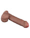 LoveToy - Dubbellaags Siliconen Dildo - 20,5 cm x Ø 4 cm - Bruin-Laced-up.nl