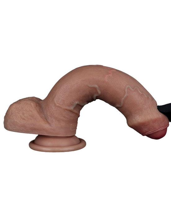 LoveToy - Dubbellaags Siliconen Dildo - 20,5 cm x Ø 4 cm - Bruin-Laced-up.nl