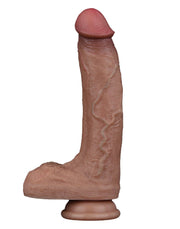 LoveToy - Dubbellaags Siliconen Dildo - 21,5 cm x Ø 4,2 cm - Bruin-Laced-up.nl