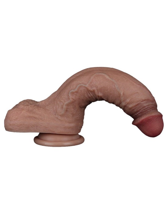 LoveToy - Dubbellaags Siliconen Dildo - 21,5 cm x Ø 4,2 cm - Bruin-Laced-up.nl