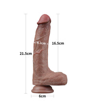 LoveToy - Dubbellaags Siliconen Dildo - 21,5 cm x Ø 4,2 cm - Bruin-Laced-up.nl