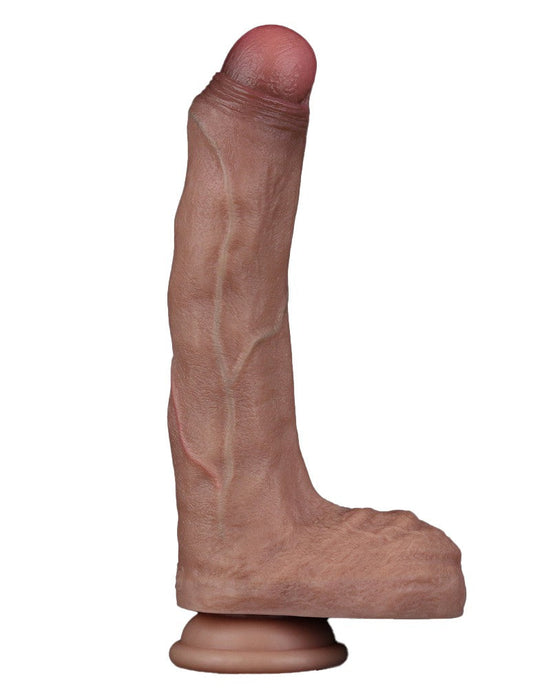 LoveToy - Dubbellaags Siliconen Dildo - 22 cm x Ø 4,2 cm - Bruin-Laced-up.nl