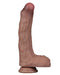 LoveToy - Dubbellaags Siliconen Dildo - 22 cm x Ø 4,2 cm - Bruin-Laced-up.nl