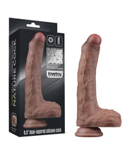 LoveToy - Dubbellaags Siliconen Dildo - 22 cm x Ø 4,2 cm - Bruin-Laced-up.nl