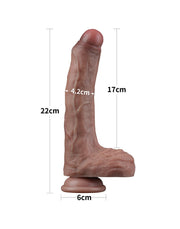LoveToy - Dubbellaags Siliconen Dildo - 22 cm x Ø 4,2 cm - Bruin-Laced-up.nl