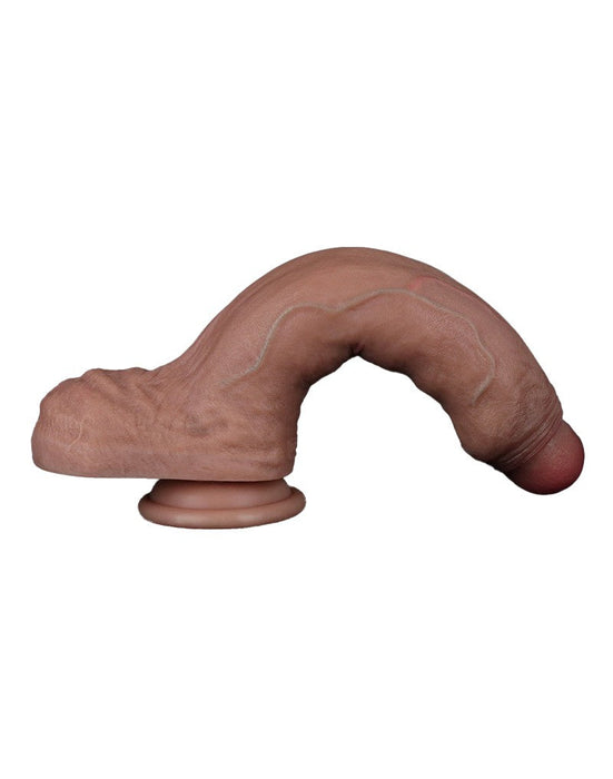 LoveToy - Dubbellaags Siliconen Dildo - 22 cm x Ø 4,2 cm - Bruin-Laced-up.nl