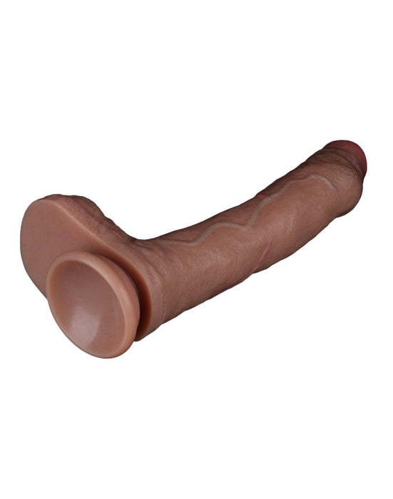 LoveToy - Dubbellaags Siliconen Dildo - 22 cm x Ø 4,2 cm - Bruin-Laced-up.nl