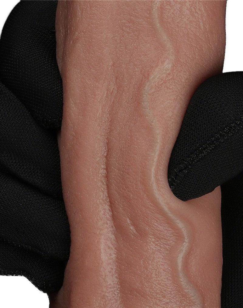 LoveToy - Dubbellaags Siliconen Dildo - 22,5 cm x Ø 4,2 cm - Bruin-Laced-up.nl