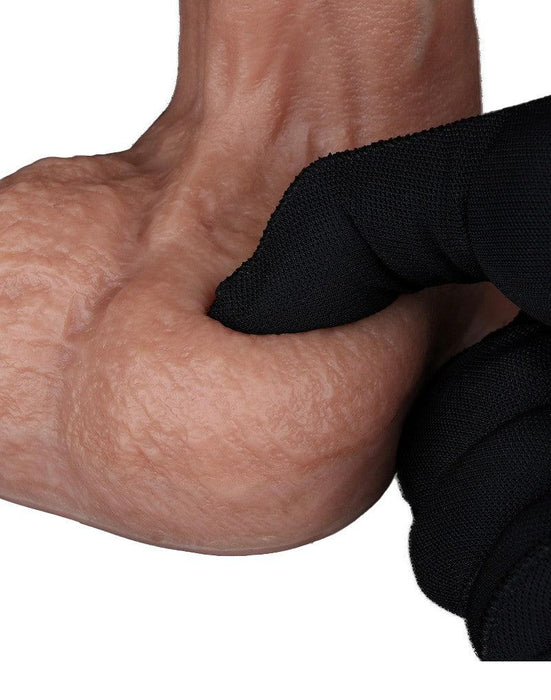 LoveToy - Dubbellaags Siliconen Dildo - 22,5 cm x Ø 4,2 cm - Bruin-Laced-up.nl