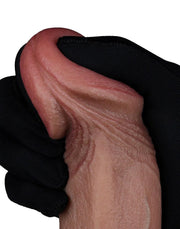 LoveToy - Dubbellaags Siliconen Dildo - 22,5 cm x Ø 4,2 cm - Bruin-Laced-up.nl