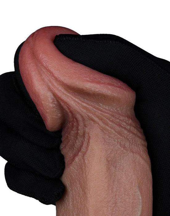 LoveToy - Dubbellaags Siliconen Dildo - 22,5 cm x Ø 4,2 cm - Bruin-Laced-up.nl