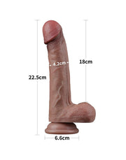 LoveToy - Dubbellaags Siliconen Dildo - 22,5 cm x Ø 4,2 cm - Bruin-Laced-up.nl