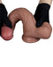 LoveToy - Dubbellaags Siliconen Dildo - 22,5 cm x Ø 4,2 cm - Bruin-Laced-up.nl