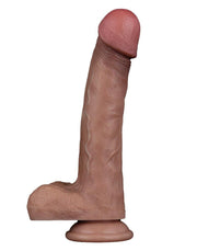 LoveToy - Dubbellaags Siliconen Dildo - 22,5 cm x Ø 4,2 cm - Bruin-Laced-up.nl