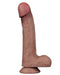 LoveToy - Dubbellaags Siliconen Dildo - 22,5 cm x Ø 4,2 cm - Bruin-Laced-up.nl
