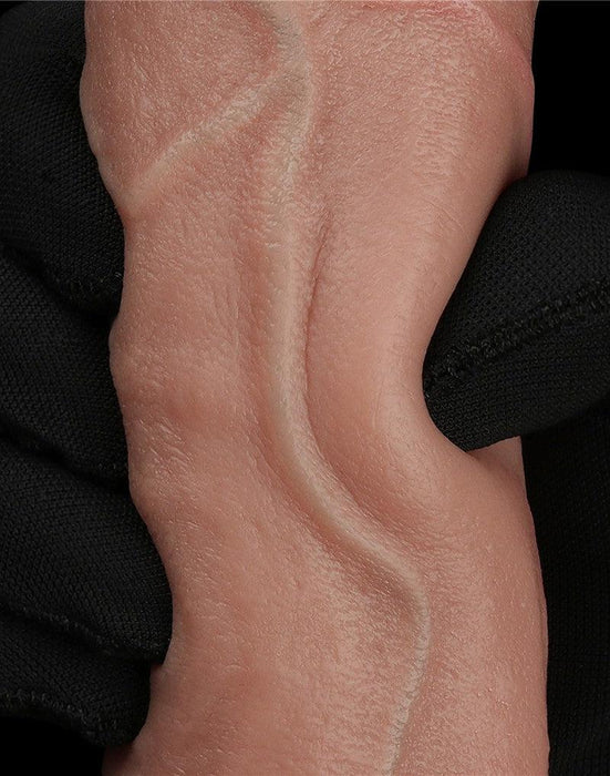 LoveToy - Dubbellaags Siliconen Dildo - 23,5 cm x Ø 4,3 cm - Bruin-Laced-up.nl