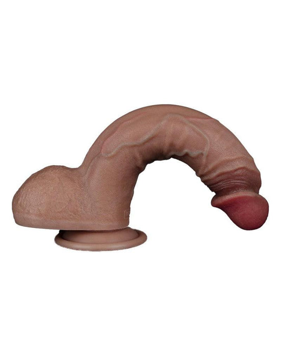 LoveToy - Dubbellaags Siliconen Dildo - 23,5 cm x Ø 4,3 cm - Bruin-Laced-up.nl