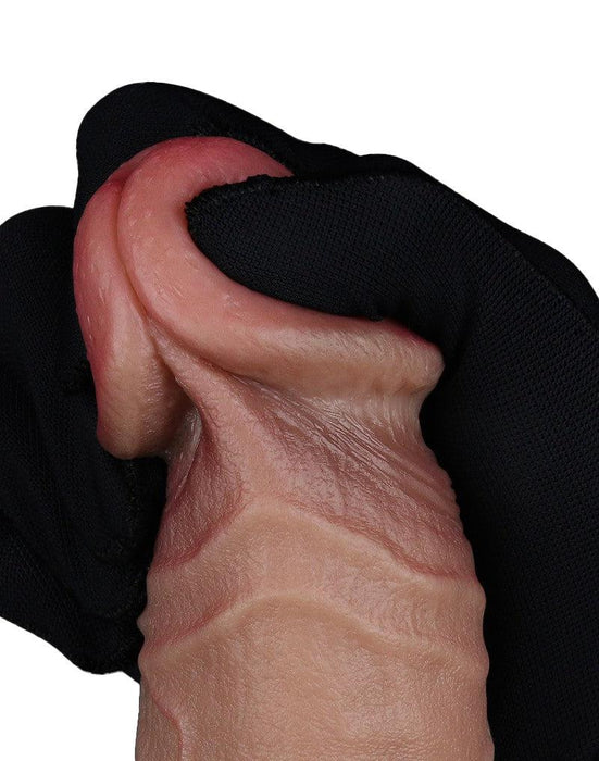 LoveToy - Dubbellaags Siliconen Dildo - 23,5 cm x Ø 4,3 cm - Bruin-Laced-up.nl