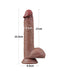 LoveToy - Dubbellaags Siliconen Dildo - 23,5 cm x Ø 4,3 cm - Bruin-Laced-up.nl