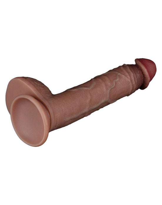 LoveToy - Dubbellaags Siliconen Dildo - 23,5 cm x Ø 4,3 cm - Bruin-Laced-up.nl