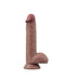 LoveToy - Dubbellaags Siliconen Dildo - 23,5 cm x Ø 4,3 cm - Bruin-Laced-up.nl